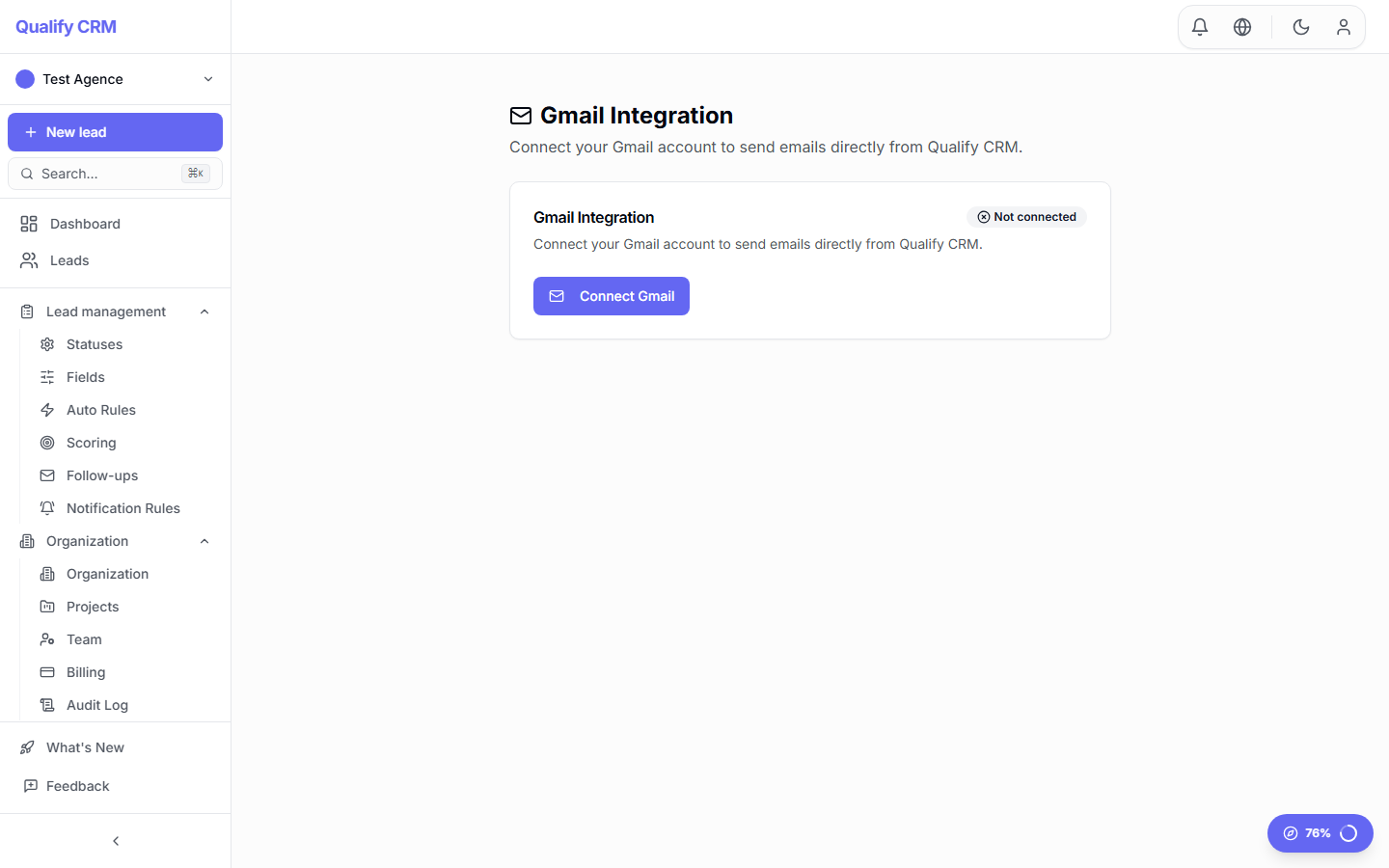 Gmail integration settings